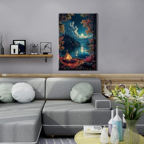 JOOZ Paint by Numbers Kit for Adults with Frame, Landscape Paint by Numbers for Adults, Moon Lake Paint by Number with Easel, DIY Acrylic Oil Painting Kit for Home Wall Decor 8 x 12 Inch - Image 5