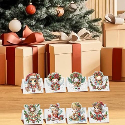 jinglinhh 8pcs Diamond Art Painting Christmas Angel Greeting Cards with Envelopes, DIY Card Making Kits for Adults, Diamond Art Postcards Christmas Cards Craft Gifts - Image 6