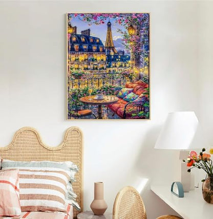 Mrnsiet Paint by Numbers Kit for Adults Beginners, City View Art Adult Paint by Numbers on Canvas, Paris Balcony Scene Acrylic Painting Crafts for Home Decor (16x20inch) - Image 4