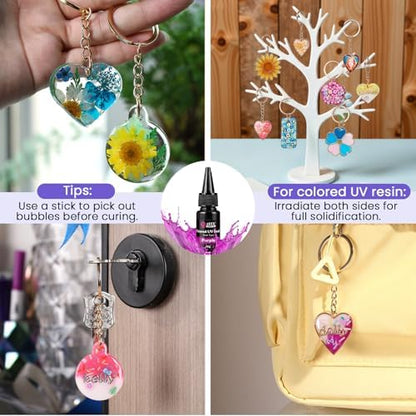 LET'S RESIN 12-Color UV Resin, 73Pcs Keychain Making Kit for Beginners - Image 6