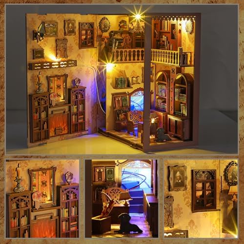 Timeless Bookshop Book Nook Kit with Silicon Liquid Glue - DIY Miniature House Kit for Adults, Teens and Beginners, Dollhouse Booknook Library Tiny House Bookshelf Decor 3D Wooden Puzzle - Image 4