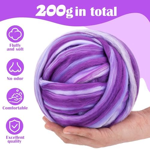 7.02 oz Colored Wool Roving Felting Wool Bulk Needle Felting - Image 2