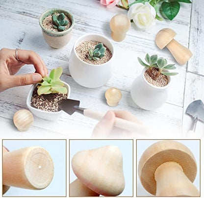 36 Pieces Unfinished Wooden Mushrooms 6 Size Natural Plain Unpainted Wooden Mini Mushroom Figurines for DIY Art Crafts Projects DIY Paint Color Home Desk Bookshelves Ornaments - Image 3