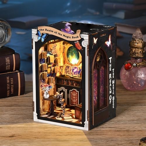 Book Nook Kit, DIY Dollhouse Miniature House with LED Bookshelf Decor Home Decor, 3D Wooden Puzzle Craft and Creative Gifts for Adults, Teens, Beginners (Magic Book) - Image 3