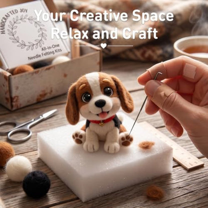 FACE N FACE DIY Needle Felting Kit Cute Beagle Puppy – Needle Felting Starter Kit with Fiber Roving, Needles, Felting Pad & Instructions | Felted Dog Kit for Beginners Adults | DIY Craft Gift - Image 7