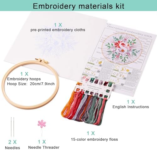 Harimau Letter Pattern S Embroidery Kit for Adult Beginners, Complete Starter Pack with 1 Hoop, Needles, Instruction Guide & Embroidery Stitch Video Tutorials - Image 2
