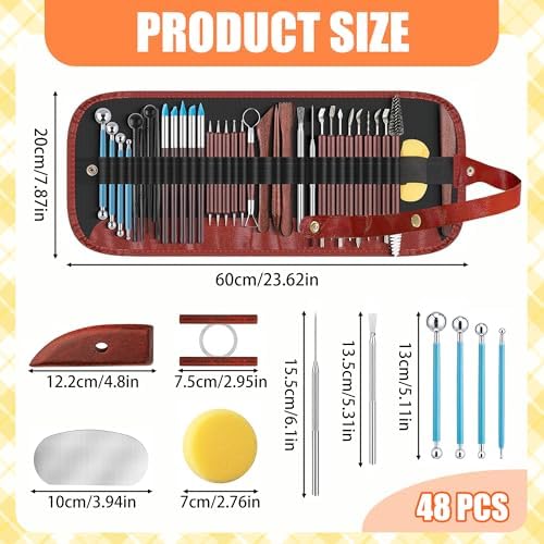 48 Pcs Polymer Clay Carving Tools Set, Pottery Sculpting Tools with Bag - Image 6