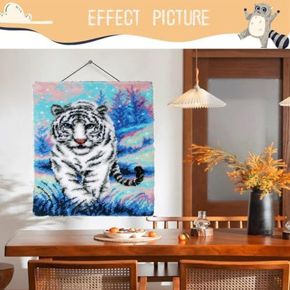 White Tiger in Jungle Latch Hook Kits for Adults Beginners, 20“ X 15" - Image 3