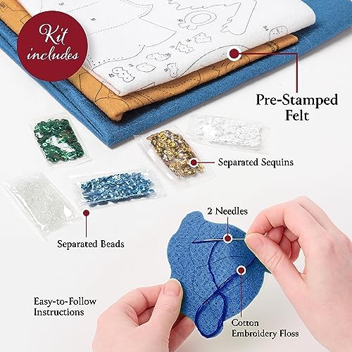 Bucilla Felt Applique 18" Stocking Making Kit, Peaceful Nativity, Perfect for Holiday DIY Arts and Crafts, 89601E - Image 3