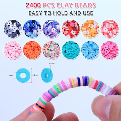 AIPRIDY 3200 Pieces Girls Toys Bracelet Making Kit, Unicorn/Mermaid Clay Beads Jewelry Activity Kit, DIY Crafts Birthday Christmas Gifts for Girls Ages 5 6 7 8 9 10 11 12 Years Old (Light Pink) - Image 2
