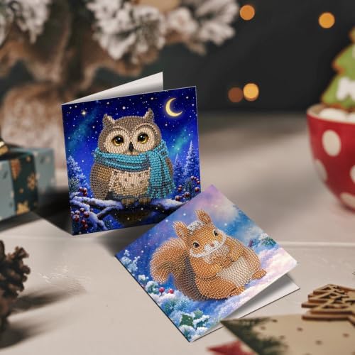 LAKEQUILL DIY Diamond Art Painting Greeting Kit, 12 Pieces, Creative Craft Set，Snow Animals - Image 5