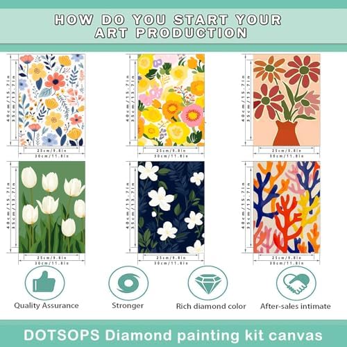 DOTSOPS 6 Pcs Floral Diamond Painting Kits Art Adults Painting Kits - Image 2