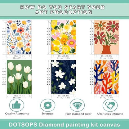 DOTSOPS 6 Pcs Floral Diamond Painting Kits Art Adults Painting Kits - Image 2