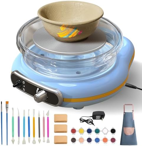 Mini Pottery Wheel Kit for Kids - 4.7" Turntable Two-Way Rotation Electric Pottery Machine, Adjustable Speed, Low Noise, Clay Wheel DIY Kit for Teens Adults Beginners, Pottery Tools Included by HITISH