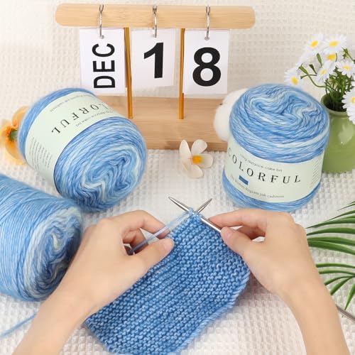 Aeelike Cake Yarn for Crocheting, Soft Ombre Crochet Yarn, Light Blue - Image 2