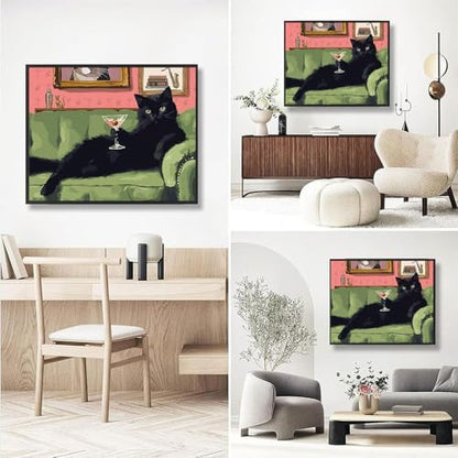 Black Cat Paint by Numbers for Adults with Framed Canvas - Wooden Easel - Image 7