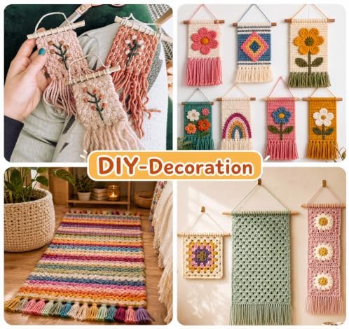 Weaving Loom for Kids,12 Colors Yarn 9.45"x11" Large Metal Bar Weaving Kit - Image 2