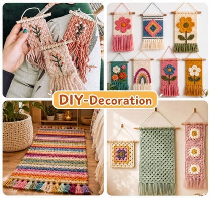 Weaving Loom for Kids,12 Colors Yarn 9.45"x11" Large Metal Bar Weaving Kit - Image 2