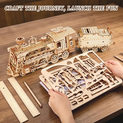 3D Wooden Puzzles for Adults, DIY Steam Train Model Building Kit - Image 5