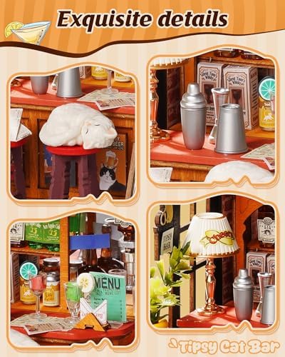 Rolife Tipsy Cat Bar DIY Miniature House Kit for Adults - Image 3