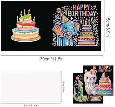 TDFERAN 6 Pack Paint by Numbers Kit Adults All Occasion Cards with Envelopes Diamond Painting Blank Birthday Greeting Cards Greeting Cards Thinking of You Encouragement Cards Birthday Bear Crocodile - Image 2