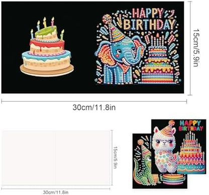 TDFERAN 6 Pack Paint by Numbers Kit Adults All Occasion Cards with Envelopes Diamond Painting Blank Birthday Greeting Cards Greeting Cards Thinking of You Encouragement Cards Birthday Bear Crocodile - Image 2