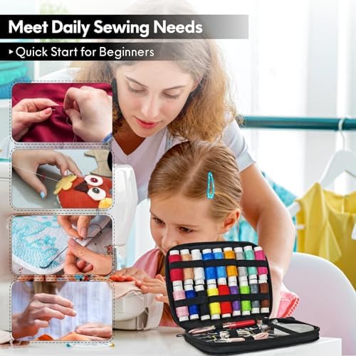 Sewing Kit Basic for Adults, 87 Pcs Sewing Kit with Needle and Thread, Sewing Supplies Portable Travel Emergency Repair Kit for Beginners Home DIY, Gift for Mom and Grandma OKOMER - Image 5