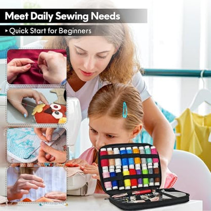 Sewing Kit Basic for Adults, 87 Pcs Sewing Kit with Needle and Thread, Sewing Supplies Portable Travel Emergency Repair Kit for Beginners Home DIY, Gift for Mom and Grandma OKOMER - Image 5