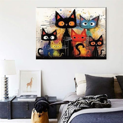 Cat Paint by Numbers Kit for Adults Framed Canvas,Animal Painting by Numbers Kits with Frame on Canva for Beginner,DIY Watercolor Oil Painting Frame for Birthday Gift Relax Decor for Home Wall. (cat1) - Image 3