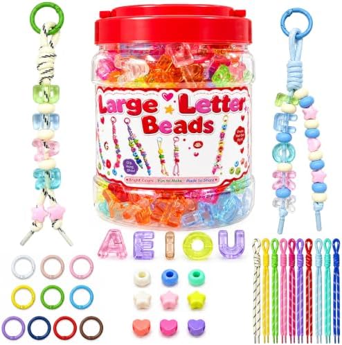 Kasmena 420Pcs Chunky Large Letter Beads DIY Keychain & Bracelet Making Kit by Kasmena