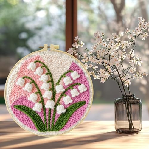 ZuoAnLF Punch Needle Kit for Beginners and Adults, DIY Easy Lily of the Valley Punch Needle Set, Includes Pattern, Tools, Yarn, Embroidery Hoop and Instructions, for Creating Punch Needle Artworks - Image 6
