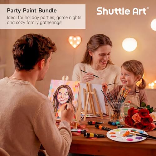 Shuttle Art 87 Pack Acrylic Painting Kit, Paint Kit with 3 Packs 15-Color Acrylic Paint, 3 Wooden Easels, Canvas, Brushes & Palettes, Art Painting Supplies for Adults, Kids & Beginners - Image 2