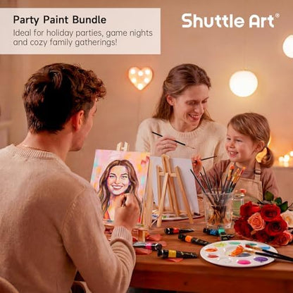Shuttle Art 87 Pack Acrylic Painting Kit, Paint Kit with 3 Packs 15-Color Acrylic Paint, 3 Wooden Easels, Canvas, Brushes & Palettes, Art Painting Supplies for Adults, Kids & Beginners - Image 2