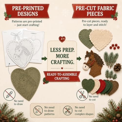 Winter Birds Pre-Cut Felt Heart Ornament Kit，Gingerbread Christmas - Image 4