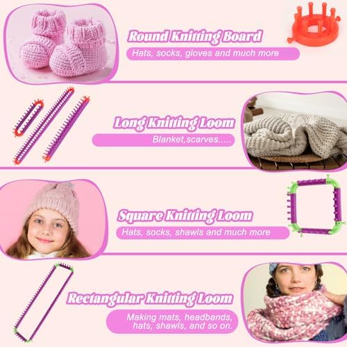 Katech Adjustable Knitting Looms Set -Customized Sizes for Your Project-Afghan Loom-Blanket Loom-Sock Scarf Loom-Hat Loom for Crocheting-Crochet Loom with Loom Knitting Book Hook Needle (All-in-one) - Image 3
