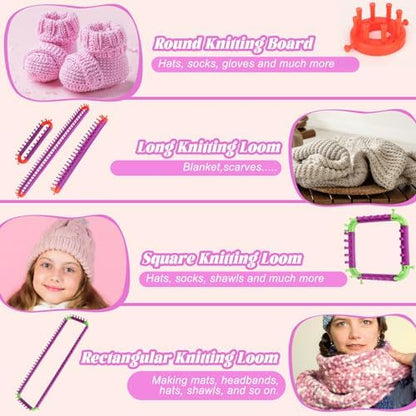Katech Adjustable Knitting Looms Set -Customized Sizes for Your Project-Afghan Loom-Blanket Loom-Sock Scarf Loom-Hat Loom for Crocheting-Crochet Loom with Loom Knitting Book Hook Needle (All-in-one) - Image 3