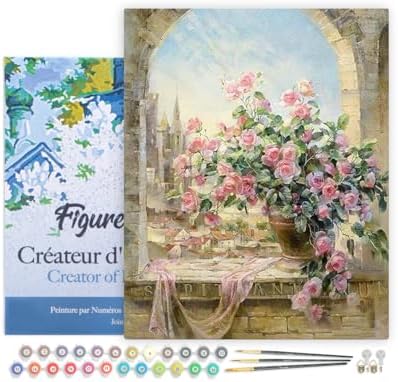 Figured'Art Paint by Numbers for Adults with Frame Pretty Bouquet 16"x20" - Craft Art Painting DIY Kit Canvas Already Stretched on a Wooden Frame by FiguredArt