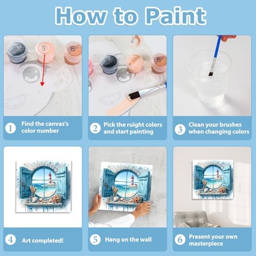 Beach Paint by Numbers Kit for Adults Beginner, Paint by Numbers 10x10 Inch - Image 7