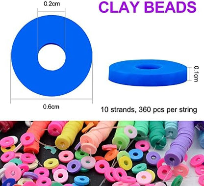MIIIM 3600 PCS 10 Strands Polymer Clay Beads for Jewelry Making, Vinyl Heishi Beads 6mm for Surfer Bracelets Necklace Making (Blue) - Image 3