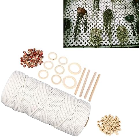 Yosoo Macrame Kits for Adults Beginners with Cotton Cord, Wooden Beads, Rings and Sticks, DIY Craft Supplies for Wall Hanging, Plant Hangers, Tapestries, Home Decor - Image 4