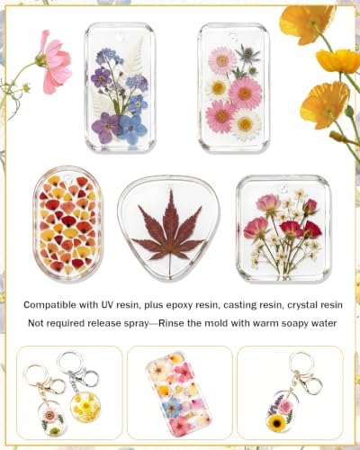 24 Pcs Resin Keychain Molds, 6 Shapes, 8mm Thick Silicone Molds with Holes - Image 4