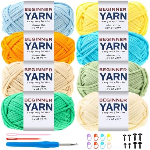 8x50g Beginner Crochet Yarn for Crocheting, 8 Colors Cotton Yarn for Gifts by WSICSE