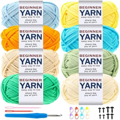 8x50g Beginner Crochet Yarn for Crocheting, 8 Colors Cotton Yarn for Gifts by WSICSE