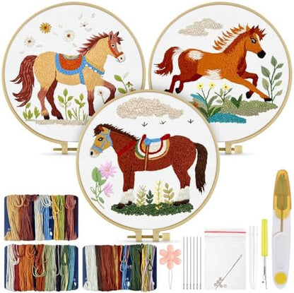 TINDTOP Embroidery Kit for Adult, 3 Pack Embroidery DIY Starter Kit by TINDTOP