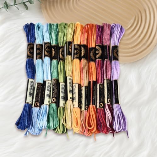 12 Skeins 105 Yards Colorful Cross Stitch Floss Embroidery Threads Polyester Friendship Yarn Rainbow 6 Ply Embroidered String for Sewing Making Bracelets Clothes Stitching Decor Craft DIY - Image 7