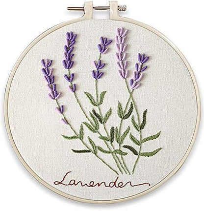 Embroidery Kit, Squirrel Lavender Flowers Garden Awesocrafts Full Range of Embroidery Starter Kits for Beginners Adults Kids DIY Handmade Easy Patterns (Lavender) by Awesocrafts