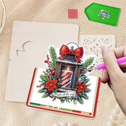DIY Diamond Art Painting Greeting Card Creative Holiday Blessing 3D Folding Set Stationery Ornament Present Handmade-Christmas Lanterns - Image 4