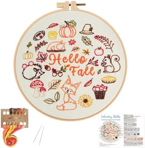 Louise Maelys Hello Fall Embroidery Kit Autumn DIY Craft Set by LouiseMaelys