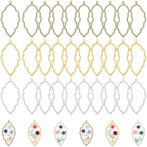 Gartful 30PCS Open Bezels for Resin Jewelry Making, Earring Making Kit, Geometric Frame Charms for Pendants, Earrings, Necklaces, DIY Crafts, Leaf Shape by Gartful