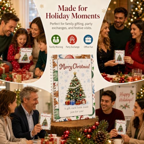 Christmas Gift Card Book, 5x7 Holiday Gift Booklet, DIY Spiral-Bound Merry Christmas College Survival Kit, 10-Page Surprise Greeting Card Book for Cards Cash, Students Graduation Gift - Image 6